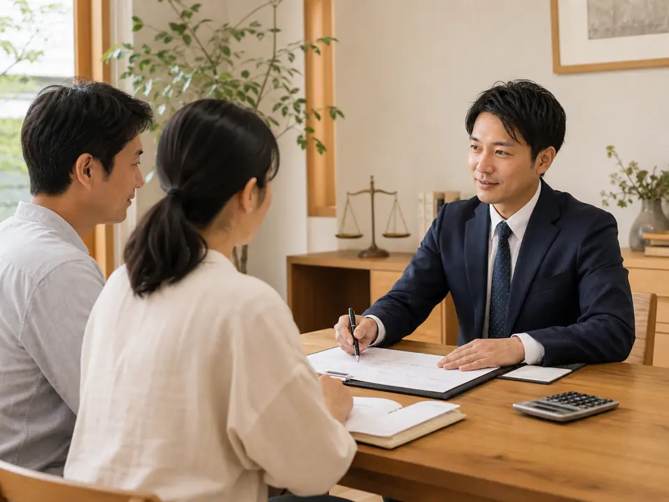専門家と書類を見ながら相談している場面